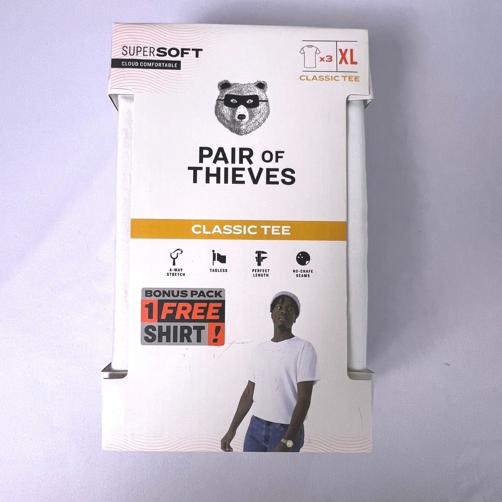 Pair of Thieves Men XL White Undershirt 3 Pack Classic Crewneck Cotton Modal Tee